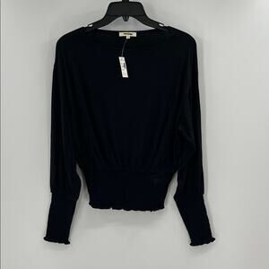 Madewell Women's Cinched Long-Sleeve Top - Black - Small - NWT